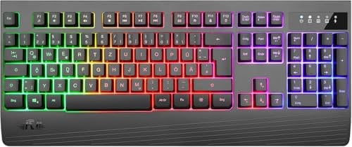 Rii Wireless Keyboard UK Layout,2.4G Wireless Gaming Keyboard,Rainbow Backlight Rechargeable Quiet Full Size Keyboard with with Ergonomic Wrist Rest for Computer/PC/Laptop/MAC/Windows