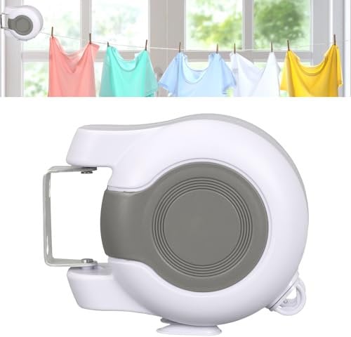 15m Wandmontierte Wäscheleine, Wäscheleine Ausziehbar Wäschemangel mit Automatischem Rollsystem Doppelleine für Drinnen und Draußen