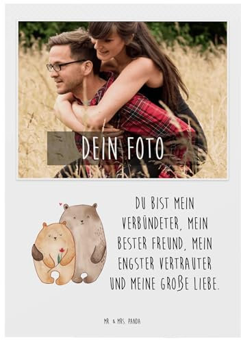 Mr. & Mrs. Panda Personalisierte Foto Postkarte Bären Liebe - Geschenk, Jahrestag, Partner, Umarmung, Ehemann, Heiratsantrag, kuscheln, verknallt,