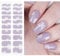 JMEOWIO Gel Nail Stickers White Flower Light Purple Semi Cured Gel Nail Strips Wraps UV/LED Nails Art Design Decoration Accessories