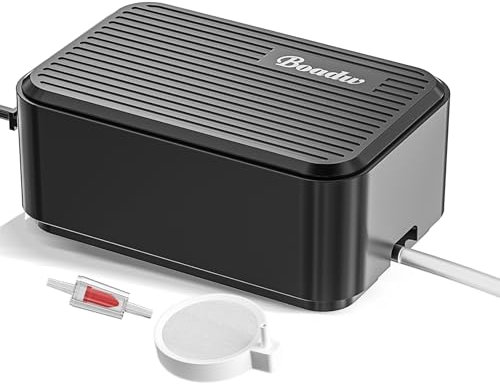 Boadw oxigenador aireador Acuario Bomba la más silenciosa de Aire silenciosade hasta 100L con Todos los Accesorios, <30 dB 2,3 W