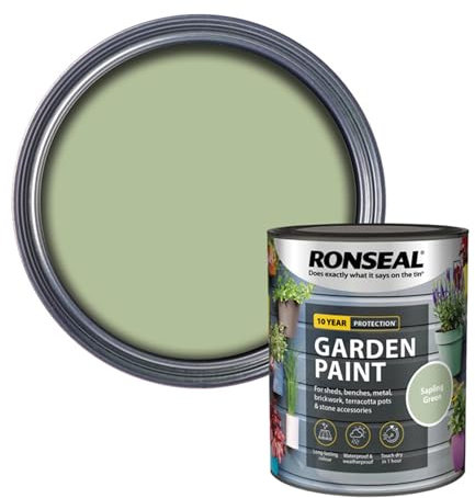 AOC24 Garden Fence Paint 750ml – Multi-Surface Exterior Paint for Wood, Brick, Metal, Stone & Terracotta – Waterproof, Resists Fading, Matt Finish for Sheds, Fences, Garden Furniture Saplin Green