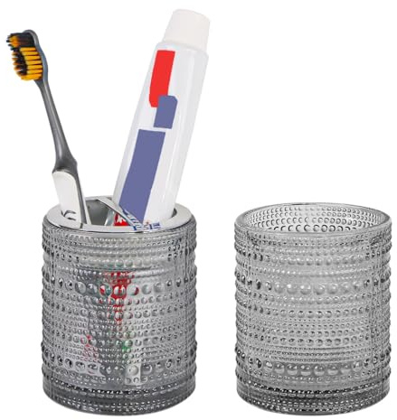 Tonxus Zahnbürstenhalter für Badezimmer, Glas-Zahnbürsten- und Zahnpasta-Halter-Set, 284 ml, Badezimmer-Becher und Mundspülbecher, Zahnbürstenhalter mit 2 Schlitz-Trennwänden für Zahnbürste
