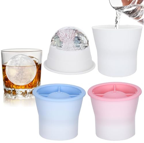 3 Stück Eiswürfelform Kugel, Eiswürfelform Groß, Runde Eiskugelform Ø 6 cm, Ice Ball Maker, BPA Frei, Wiederverwendbar, für Whiskey, Cocktail, Getränke, Saf