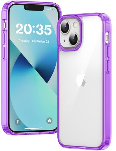 Voyahülle Clear Case for iPhone 13 Mini, Ultra Thin, Shockproof TPU Cover, Anti-Yellowing, Crystal Clear, Phone Case for Apple iPhone 13 Mini - Purple