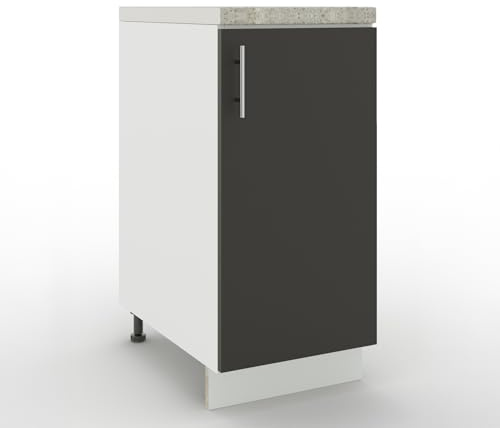 JD Greta Adjustable Kitchen Base Unit - 400mm - Base Cabinet with Door & Worktop - Dark Grey Matt