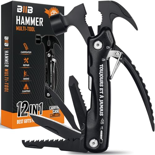 BIIB Cadeau Homme Saint Valentin, 12 en 1 Outil Multifonction, Idee Anniversaire Cadeau Homme Noel Original, Cadeau Papa Gadget Insolite Utile, Idée Cadeau Secret Santa Camping Accessoires