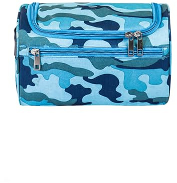Boys Wash Bag, Kids Wash Bag, Waterproof Toiletry Bags Men, Boys Washs Bags with Camouflage Design, with Handle and Zipper, for School, Gym or Holidays (Camouflage Blue)