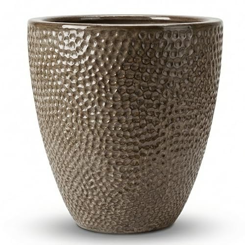 Provencelia CIGALINE Keramik Übertopf Sandfarben, Größe: XL - Durchmesser: 46 cm x Höhe: 50 cm, frostbeständig, handgefertigt, mediterraner Pflanztopf für Balkon Terrasse Garten