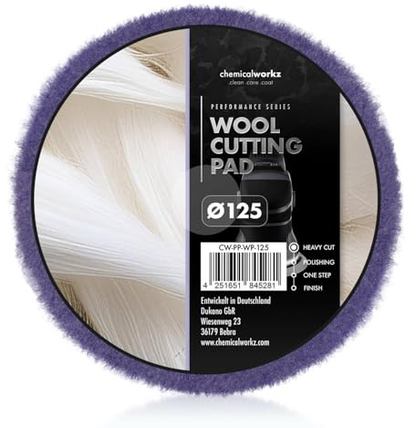 Chemicalworkz Wool Cutting Performance Pad 125mm - Polierpad Polierschwamm | Extrem hoher Cut für starke Kratzer und grobe Lackdefekte für Exzenter und Rotationspoliermaschinen