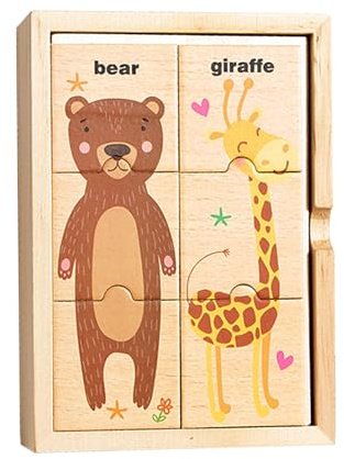 Tierisches Holzpuzzle, passendes Holzspiel, pädagogisches Steckspielzeug mit Sicherheitsfunktion, Lernpuzzle für Vorschulkinder, Holzspiel mit stabiler Konstruktion, Steckpuzzle für und Mädchen