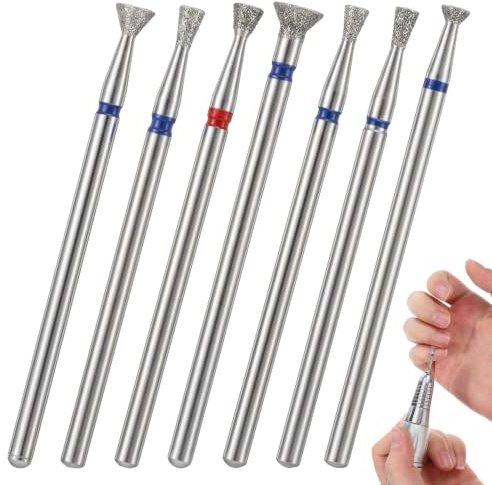 JJUNW Juego de 6 brocas de uñas para limpiar cutículas, brocas de lima de uñas de diamante de 3/32 pulgadas, manicura rusa profesional, carburo de seguridad, limpiador inferior para cutículas de piel