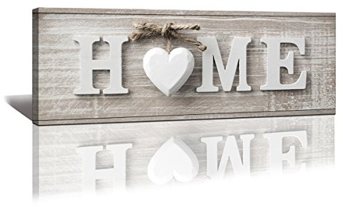 Visario Leinwandbild Home — stilvolles Panorama Wandbild Schriftzug auf Leinwand fertig gerahmt — 120x40 cm 5702