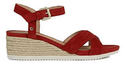 Geox D Ischia Corda, Sandali Donna, Rosso Red, 38 EU