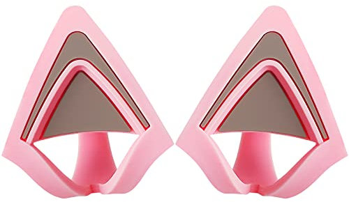 WeThinkeer Cat Ears for Headphones, Pink Cute Headset Cat Ears with Adjustable Straps, Fits Various Headphones, for Gamers, Streamers, and Cosplayers
