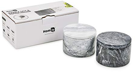 Homiu Salero y pimentero de mármol, blanco/negro
