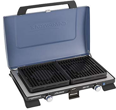 ALTIGASI FORNELLO BBQ Portatile da Campeggio 2 FUOCHI Modello 400SG con Griglie Removibili TECNOLIGIA Xcelerate