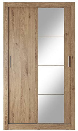 Schwebetürenschrank Kleiderschrank AR-06 ARTI Garderobenschrank mit Spiegel Schiebetürenschrank (Shetland Eiche)