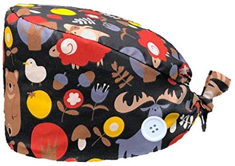 crazy bean Turbante Cappello Cotone con Fascia Elastica Annodato Berretto | Berretto da Lavoro Infermiera, Multicolour Stampa, Bandana Donna, Cuffia Antipolvere Traspirante, Colorati Fiammingo
