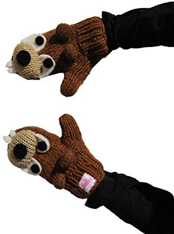 PINK YAK Handgemachte Tierhandschuhe Biber für Kinder (XS)