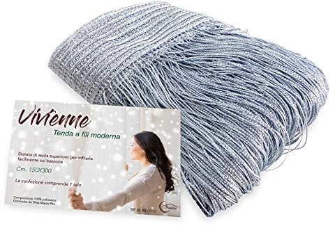 Tex family Tenda a Fili Vivienne per Porta CM. 150X300 Tinta Unita Grigio