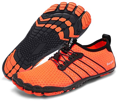 Racqua Composite Mesh Barefoot Water Shoes Men Women, wz112 Orange, 10.5 Women/9.5 Men