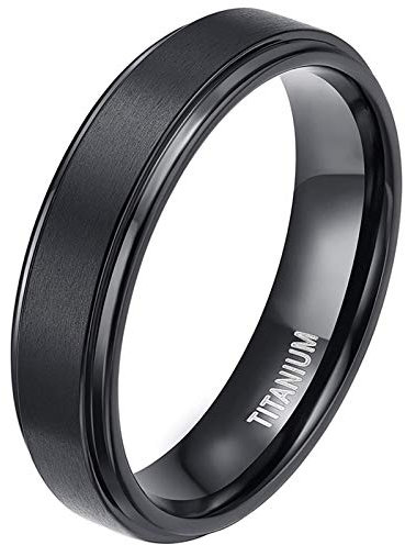 Zakk Ring Herren Damen Titan Verlobungsringe Eheringe Trauringe Schwarz Gebürstet 4mm 6mm 8mm(Schwarz-6mm, 61 (19.4))