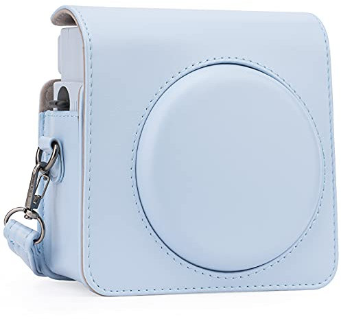 Frankmate Schutzhülle Kompatibel mit Fujifilm Instax Square SQ1 Sofortbildkamera PU Leder Compact Case Tasche mit verstellbarem Schultergurt (Blau)