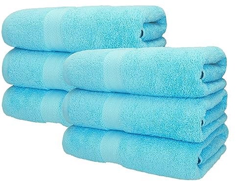 Betz 6 Stück Saunatücher XXL Badetuch Liegetuch Strandlaken Saunahandtuch Premium Frottee 100% Baumwolle Größe 70 x 200 cm Farbe türkis