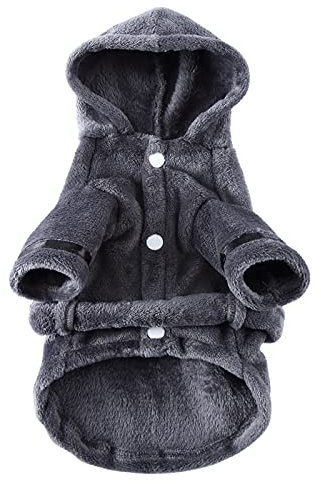 Felenny Hund Bademantel mit Kapuze, Weiche Super Saugfähigen Haustier Bademantel für Große Mittlere Kleine Hunde (Grau, M)