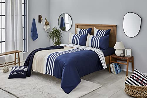 Nautica Home APORT BETTWÄSCHE Set Satin 100% Baumwolle Wendebettwäsche Reißverschluss YKK 135X200 cm Bettbezug + 80X80 cm Kissenbezug