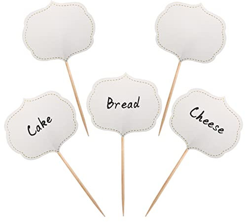 BLUE TOP 50 Pieces Cupcake Picks Blank Toothpick Flags Cake Toppers Cheese Markers Buffet Labels for Charcuterie Board Food Tags Toothpick Signs,Wedding,Birthday Party and Dinner Decorations Supplies.