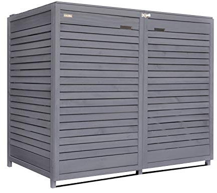 Mülltonnenbox 120L KLEINE Tonnen Mülltonnenverkleidung Mülltonnecontainer Adria24 Aufbewahrungsbox Holz vorimprägniert in anthrazit mit Rückwand (2 Tonnen)