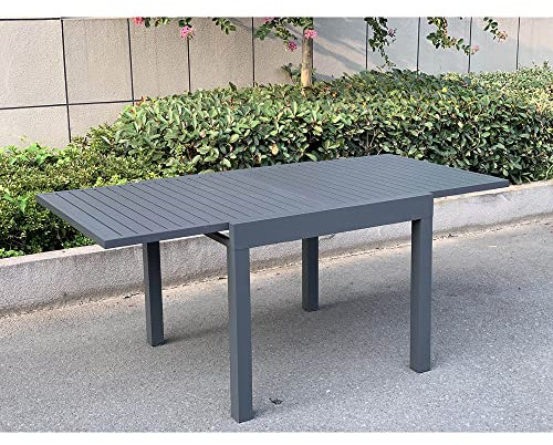 Lomadox Ausziehtisch Tisch Gartentisch Terrassentisch mit Ausziehfunktion in schwarz, Breite ca. 90-180 cm