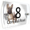 House Number Plaque Sign Door Road Plate for Dog Lovers Personalised Watercolour Print (D419 Frenchies)
