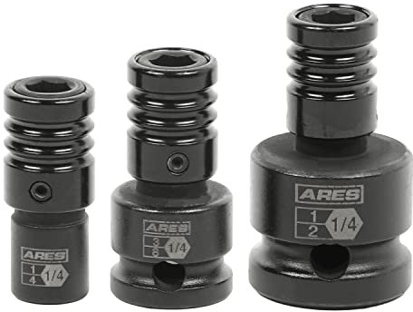ARES 22035 – 3teiliges SchnellspannerBithalterSet – 14 Zoll, 38 Zoll und 12 Zoll Antrieb – kompatibel mit 14 Zoll SechskantschaftBits – Schnellspannmechanismus für schnellen Aufbau Befestigen