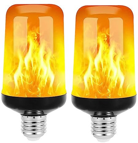 LED Flame Light Bulb, Flame Effect Light Bulb, 4 Lighting Modes LED Outdoor Light 5W E27 Flame Bulb Party Bulb Lights for Christmas Halloween Party Dancing Garden Decorative Lighting (2 pcs)