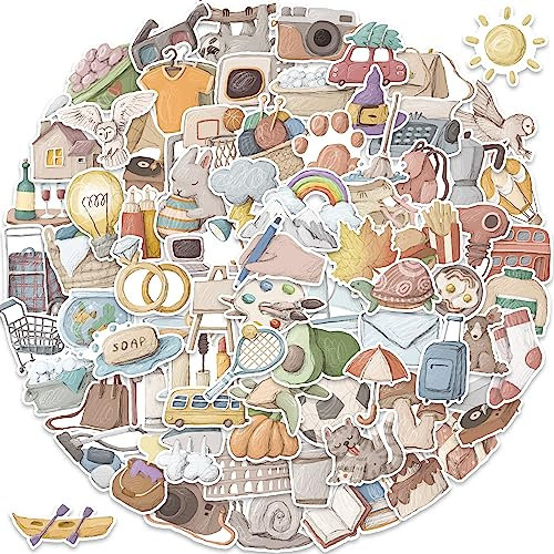 100 PCS Mixed Watercolor Stickers for Laptop Vinyl Stickers Set Decals for Water Bottle Moto Bicycle Skateboard Luggage Phone Decor Graffiti Scrapbook Stickers for Kids, Teens, Girls
