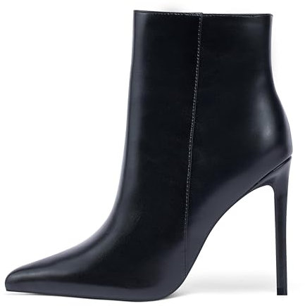 Zhabtuc Stivali da Donna Stivaletti Sexy con Tacco Alto con Cerniera Stivaletti con Punta a Spillo a Punta per Festa di Ballo Nero Opaco 40.5 EU