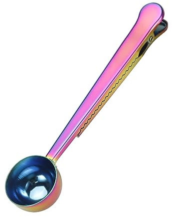 Stainless Steel Coffee Scoop with Bag Sealing Clip Tablespoon Measuring Spoon Protein Scoops Coffee Accessories for Ground Coffee Beans Milk Powder Loose Tea Spices (Multicolor)