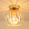 iDEGU Vintage Deckenleuchte Industrielle Deckenlampe Ø20 cm Geometrisches Käfig Design Lampenschirm Retro Deckenleuchte E27 Beleuchtung für Schlafzimmer Küche Wohnzimmer, Gold
