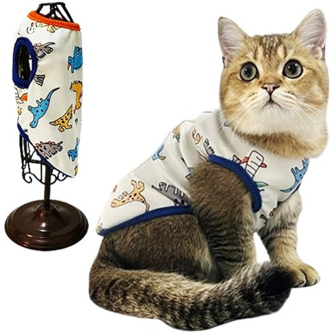 Dog Clothes Puppy Cute Dinosaur Shirt Pet Cotton Shirt Dog Vest Cat Clothes Dogs Boy Girl T Shirts for Small Dog Cat Teacup Chihuahua Yorkie (Dino Vest, Large)