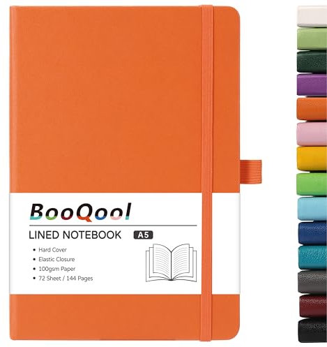 A5 Notebook - Notebook A5 with Premium Paper, Faux Leather Notebook, 5.7 X 8.4, Hardcover, 144 Pages - Orange