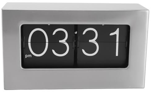 Fockety Flip-Clock, Edelstahl Digitale Klappuhr Retro-Vintage-Uhr mit Klarem Display, Tischuhr Regaluhr Uhr Zum Umblättern von Seiten für Zuhause Wohnzimmer Büro