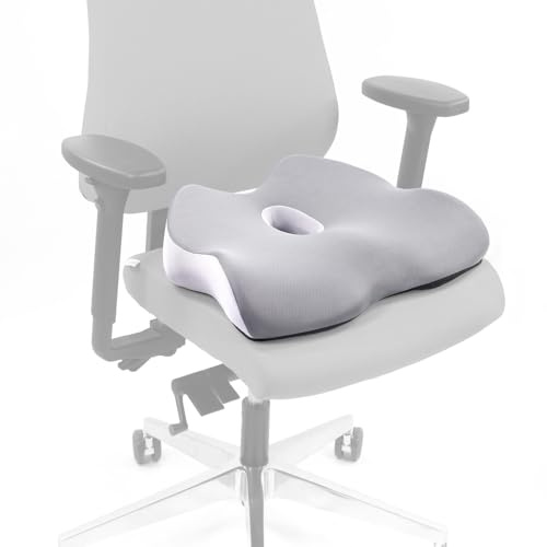 hjh OFFICE Orthopädisches Sitzkissen MEDISIT IV Ergonomisches Stuhlkissen mit Memory-Effekt für ermüdungs- und schmerzfreies Sitzen, Schaumstoff Polsterung, Grau