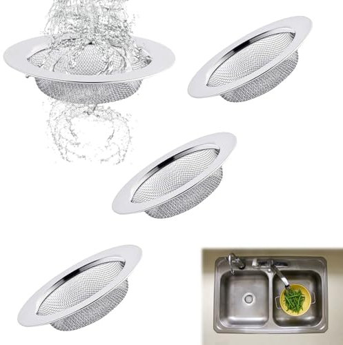 DIKEBAO 4 Pcs Filtro de Acero Inoxidable Para Fregadero Colador Rejilla Fregadero Tapón de Desagüe de Colador Tapon Desague Lavabo Colador de Fregadero para Restos de Comida para Fregaderos de 42-75mm