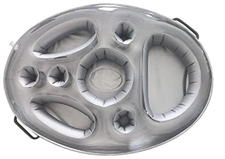 Multifunction Inflatable Cup Holder, Ice Bar Water Drink Inflatable Coaster, Floating Tray and Inflatable Ice Bed for Summer Parties (grey)