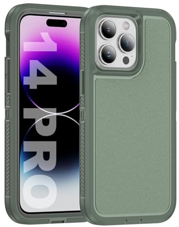Tuvror for iPhone 14 Pro Case, Shockproof Dustproof Drop Proof, Military-Grade Protection, Dual Guard Case for iPhone 14 Pro (6.1 inch), Green