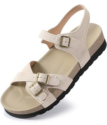 Wuyaraymia Sandales Femme Ete,Confortable Orthopedique Chaussures Beige 40 EU
