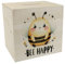 Biene Bee Happy Spardose aus Holz Niedliche Dicke Biene im Zeichnungs-Cartoon flauschig und freundlich spart glücklich Ihr Geld